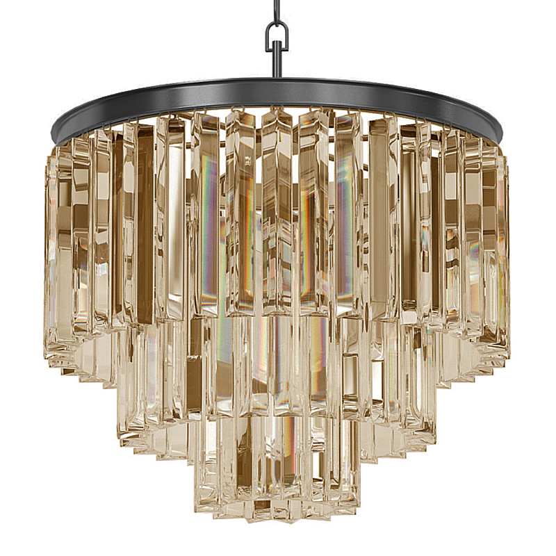 Люстра Odeon Smoke Glass Fringe Chandelier - 3 rings Черный в Липецке | Loft Concept 