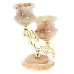 Подсвечник двухрожковый из натурального камня оникс Stone Candlestick варинант исполнения - 2 | Loft Concept в Липецке