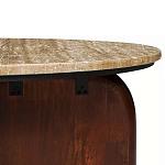 Кофейный столик с круглой столешницей на 2-х массивных деревянных ножках Tandem Travertine and Wood варинант исполнения - 3 | Loft Concept в Липецке