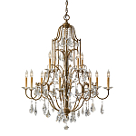 Люстра многоярусная с 12-ю лампами и стеклянными подвесками в классическом стиле Feiss варинант исполнения - 1 | Loft Concept в Липецке