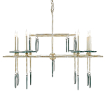 Люстра линейная с круглыми прозрачными подвесками  Horizontal Rectangular Chandelier варинант исполнения - 3 | Loft Concept в Липецке
