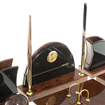 Настольный письменный набор с часами из природного камня обсидиана Oval Office варинант исполнения - 3 | Loft Concept в Липецке