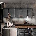 Подвесной светильник с узким цилиндрическим плафоном и золотым металлическим декором Concrete Pipe варинант исполнения - 8 | Loft Concept в Липецке