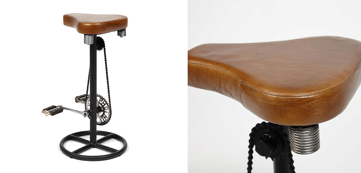 Барный стул с педалями от велосипеда Industrial leather bar stool with bicycle pedals - Loft-Concept в Липецке
