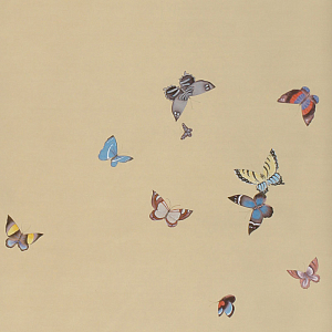 Обои ручная роспись Butterflies Icarus on New Faint Gold metallic silk