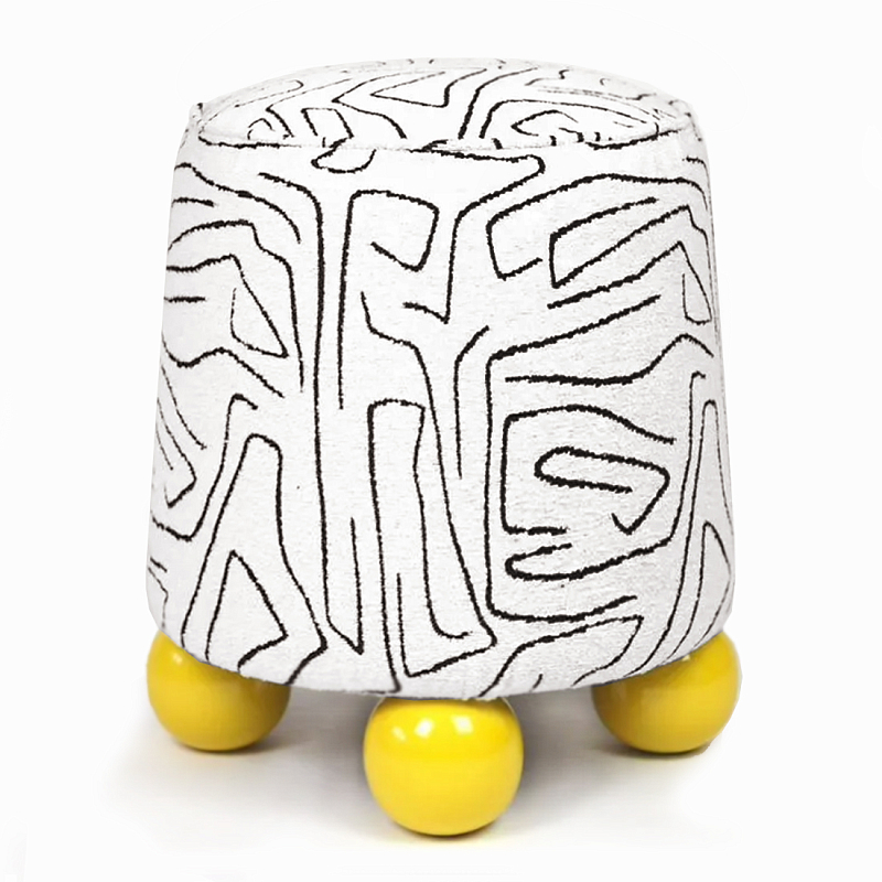 Пуф Wakonda с Желтыми круглыми ножками Белый Желтый в Липецке | Loft Concept 