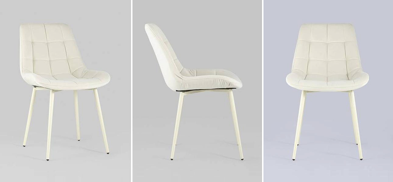 Стул NANCY Chair Молочный Цвет Белые Ножки Стул NANCY Chair Молочный Цвет Белые Ножки - Loft-Concept в Липецке