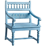 Деревянное кресло из массива манго с резным декором Eutropio Grey Mango Chair Blue варинант исполнения - 1 | Loft Concept в Липецке