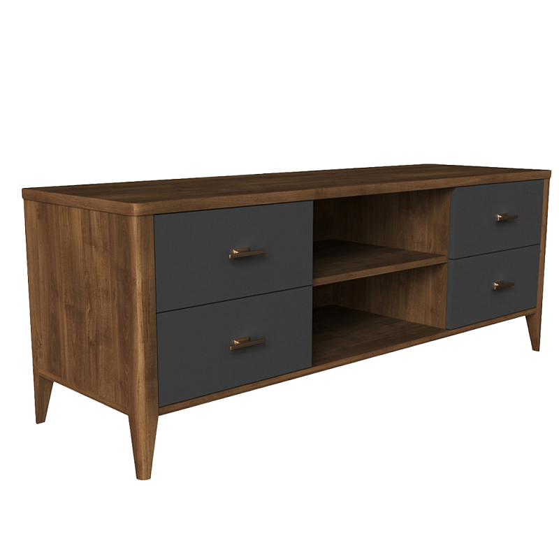 ТВ-тумба с 4 ящиками и полками Tasteful Furniture Антрацит ТВ-тумба с 4 ящиками и полками Tasteful Furniture Антрацит в Липецке | Loft Concept