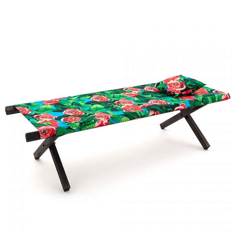 Шезлонг Seletti Poolbed Roses Черный Розовый Зеленый Шезлонг Seletti Poolbed Roses Черный Розовый Зеленый в Липецке | Loft Concept