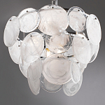 Люстра из белых стеклянных дисков на серебрянном каркасе White Glowing Reflectors варинант исполнения - 7 | Loft Concept в Липецке