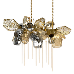 Люстра подвесная с 22-мя гранёными стеклянными плафонами с вертикальными подвесками Gilded Mirage  варинант исполнения - 1 | Loft Concept в Липецке