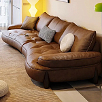 Диван кожаный с каркасом из массива дерева Medieval Furniture варинант исполнения - 4 | Loft Concept в Липецке