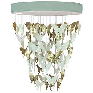 Люстра Золотые Бабочки Светло-Зеленая база Night Butterflies Chandelier Gold
