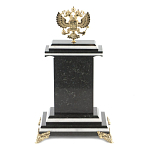 Часы настольные бронзовые с Гербом России из натурального камня Змевик Stone Clock варинант исполнения - 3 | Loft Concept в Липецке