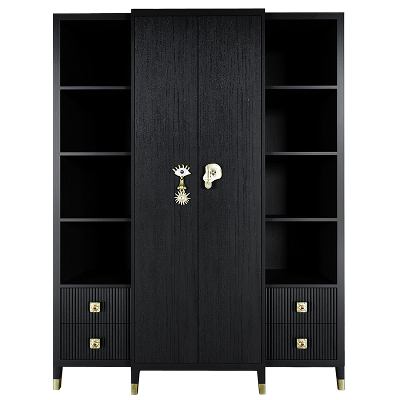 Большой шкаф с витриной Elsa Dreams Black Черный Золотой в Липецке | Loft Concept 