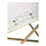 Приставной столик с выдвижным ящиком  White Table Carved Pattern варинант исполнения - 5 | Loft Concept в Липецке