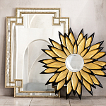 Зеркало-солнце в раме золотого и черного цвета Rays of Peace варинант исполнения - 3 | Loft Concept в Липецке