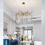 Люстра на подвесе с каркасом из металла и цветными подвесками из стекла Droplet Chandelier варинант исполнения - 1 | Loft Concept в Липецке