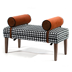 Банкетка Banquette PIED DE POULE Orange с принтом гусиная лапка Оранжевые валики варинант исполнения - 3 | Loft Concept в Липецке