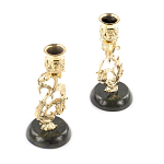 Подсвечники бронзовые на подставке из натурального камня нефрит Stone Candlestick варинант исполнения - 2 | Loft Concept в Липецке