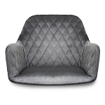 Барный стул со спинкой и подлокотниками на 4-х деревянных ножках Douglas Rhombus Серый Велюр варинант исполнения - 3 | Loft Concept в Липецке