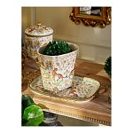 Кашпо с растительным и животным орнаментом на бронзовых ножках Turquoise Blooming Garden варинант исполнения - 8 | Loft Concept в Липецке