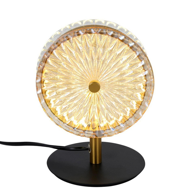 Настольная лампа с плафоном из рельефного стекла Peony Glass Bronze Прозрачный Бронза Черный Настольная лампа с плафоном из рельефного стекла Peony Glass Bronze Прозрачный Бронза Черный в Липецке | Loft Concept