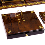 Настольный письменный набор с часами из природного камня обсидиана Royal Set варинант исполнения - 4 | Loft Concept в Липецке