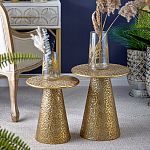 Журнальный столик с конусообразной основой и текстурной поверхностью золотого цвет Ethnic Metal варинант исполнения - 5 | Loft Concept в Липецке