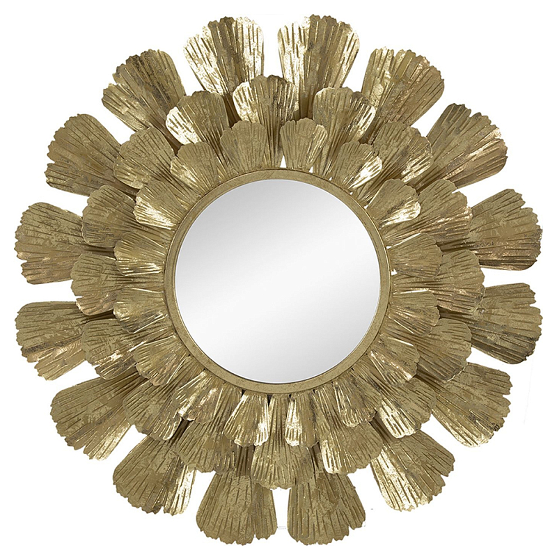 Зеркало круглое настенное в металлической раме Sunny Golden Petals Зеркало круглое настенное в металлической раме Sunny Golden Petals в Липецке | Loft Concept