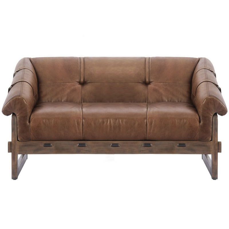 Двухместный диван Duncan винтажная коричневая кожа Коричневый винтаж в Липецке | Loft Concept 