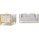 Кресло велюровое серое с фактурным каркасом золотистого цвета Best Traits варинант исполнения - 1 | Loft Concept в Липецке