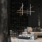 Люстра с 8-ю пересекающимися цилиндрическими плафонами на тонких тросах Trumpet tube варинант исполнения - 8 | Loft Concept в Липецке