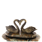 Часы настольные из натурального камня с декором в виде двух лебедей Swans Stone Clock варинант исполнения - 4 | Loft Concept в Липецке