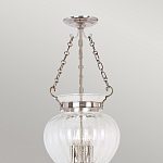 Подвесной светильник цвета никель с прозрачным ребристым стеклянным плафоном в классическом стиле Elstead Lighting варинант исполнения - 3 | Loft Concept в Липецке