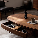 Кофейный стол овальный из дерева с 2-мя ящиками Coffee Walnut Table варинант исполнения - 7 | Loft Concept в Липецке