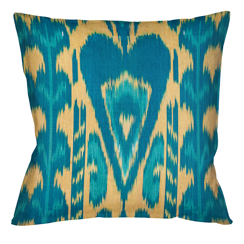 Подушка декоративная бирюзовое сердце Ikat Pattern Бирюзовый Бежевый Подушка декоративная бирюзовое сердце Ikat Pattern Бирюзовый Бежевый в Липецке | Loft Concept