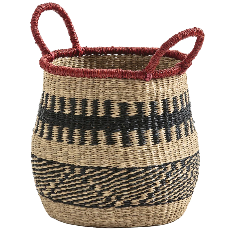 Круглая плетеная корзина Oyana Wicker Basket Красный Бежевый Черный Круглая плетеная корзина Oyana Wicker Basket Красный Бежевый Черный в Липецке | Loft Concept