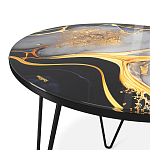 Стол журнальный с круглой столешницей из стекла Gold and Black Marble варинант исполнения - 3 | Loft Concept в Липецке