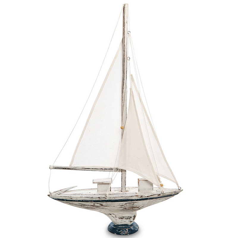 Деревянная статуэтка в виде парусника Sailboat Statuette Белый Синий Деревянная статуэтка в виде парусника Sailboat Statuette Белый Синий в Липецке | Loft Concept
