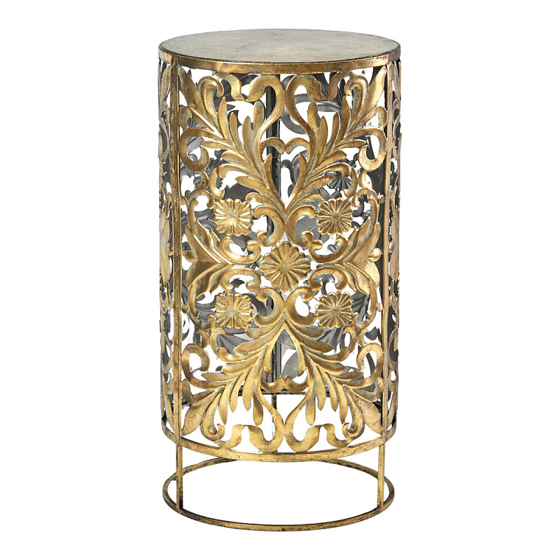 Столик приставной с цветочной резной фактурой Madagascar Золотой в Липецке | Loft Concept 