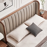 Кровать двуспальная с мягким изголовьем Moon Walnut Bed варинант исполнения - 5 | Loft Concept в Липецке