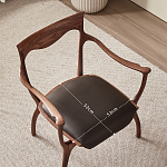 Стул деревянный с мягким сиденьем из коричневой натуральной кожи Moon Walnut Furniture варинант исполнения - 10 | Loft Concept в Липецке