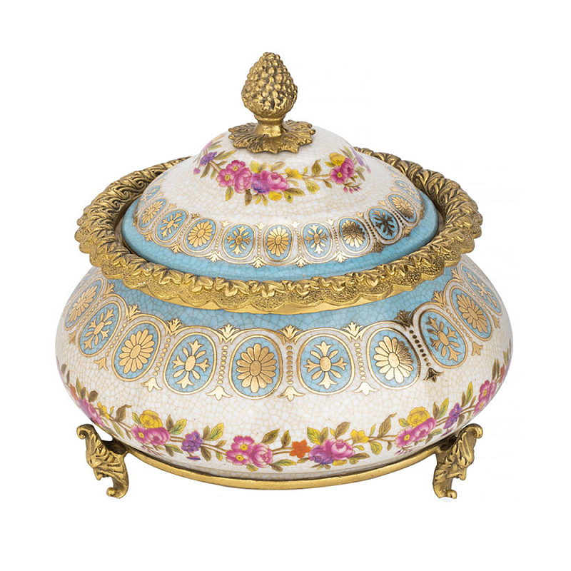 Шкатулка фарфоровая с цветочной росписью Eden Garden Бронза Мульти в Липецке | Loft Concept 