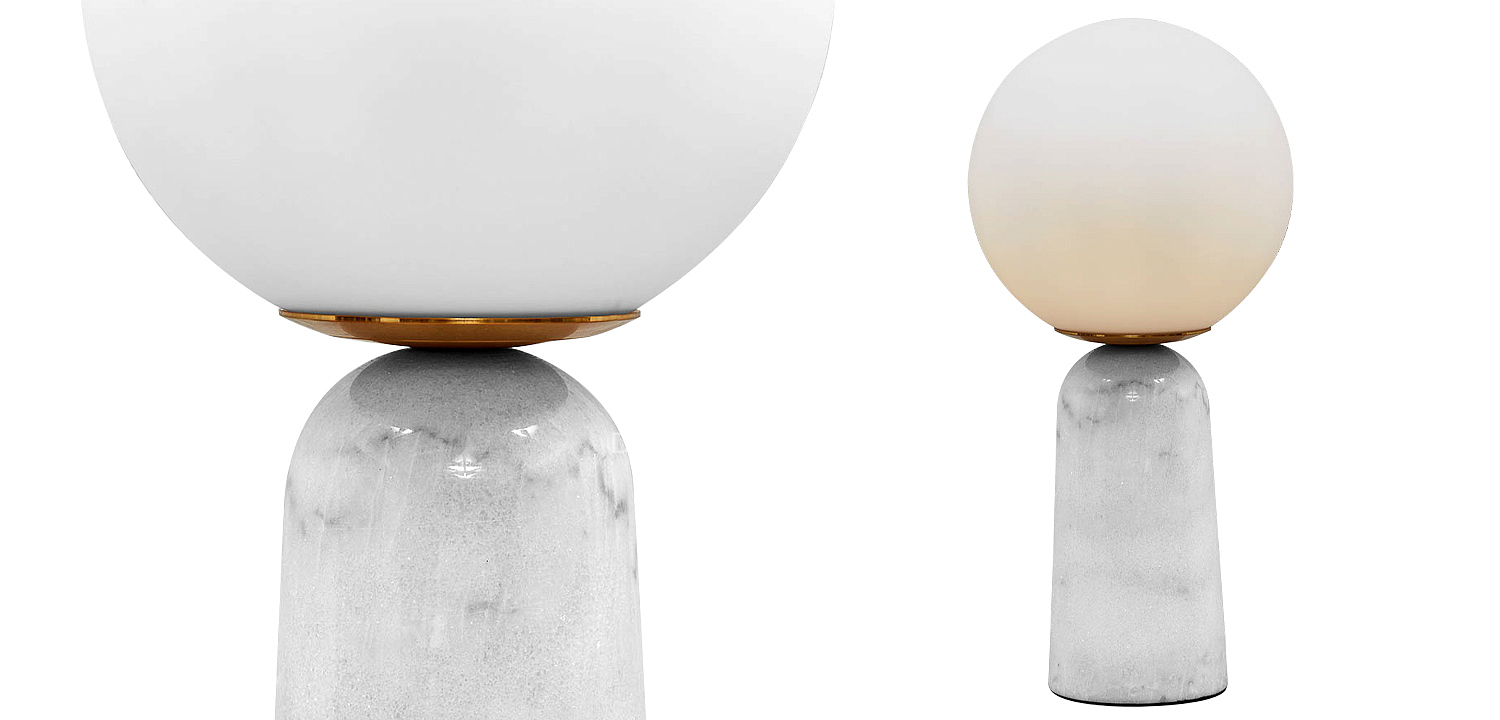 Настольная лампа Круглый стеклянный плафон на подставке из мрамора Brigitte Table Lamp Настольная лампа Круглый стеклянный плафон на подставке из мрамора Brigitte Table Lamp - Loft-Concept в Липецке