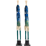 Комплект из 2-х деревянных статуэток Asmat Statuettes Blue Green варинант исполнения - 1 | Loft Concept в Липецке