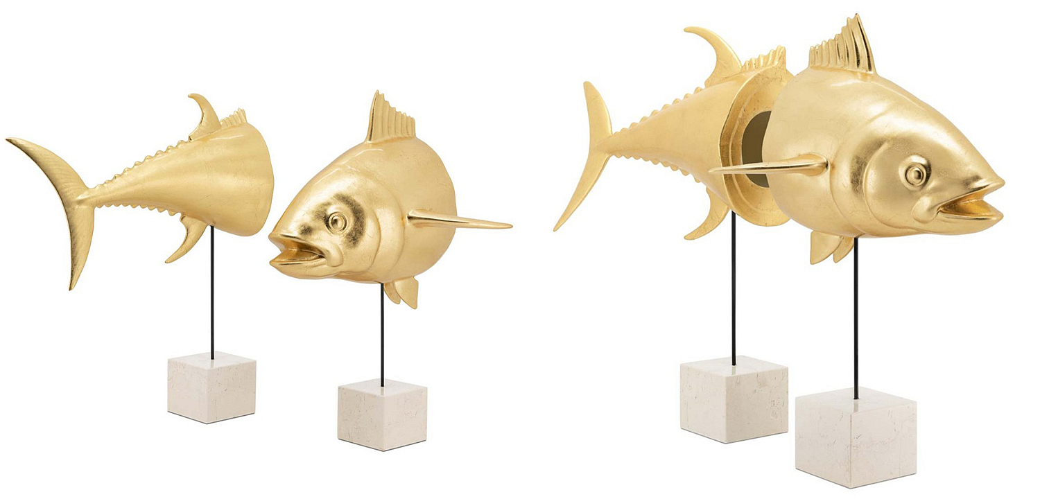 Статуэтка Tuna With Marble Bases Goldleaf Статуэтка Tuna With Marble Bases Goldleaf - Loft-Concept в Липецке