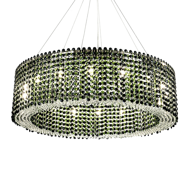 Круглая люстра с хрустальными подвесками Crystal Art Chrome Green Chandelier 12 Хром Зеленый Черный в Липецке | Loft Concept 