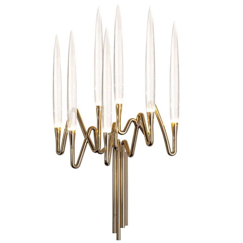 Бра Golden candle 3 Wall Sconce 7 ламп Прозрачный Золотой Бра Golden candle 3 Wall Sconce 7 ламп Прозрачный Золотой в Липецке | Loft Concept